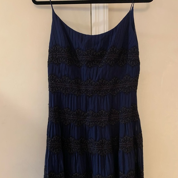 Navy cocktail dress with spaghetti straps - Picture 1 of 7